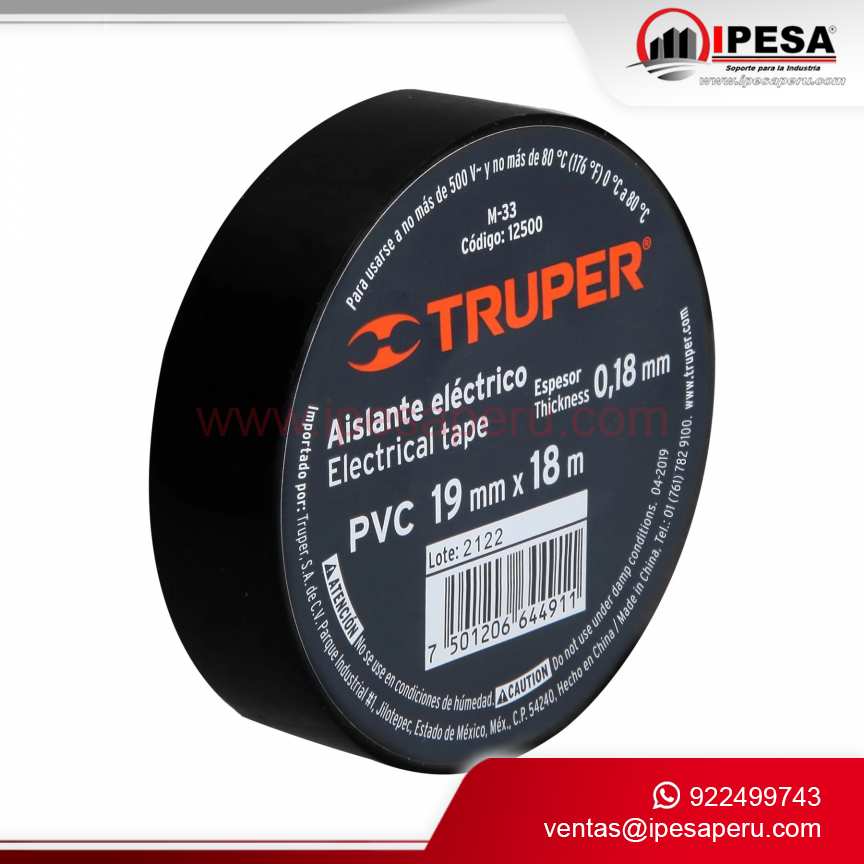 CINTA AISLANTE COLOR NEGRO 3/4´´ X 20MTS