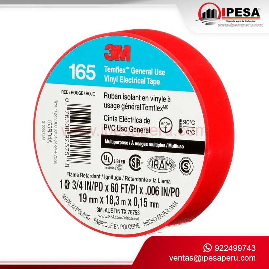 CINTA AISLANTE 3M 165 COLOR ROJO (1700)