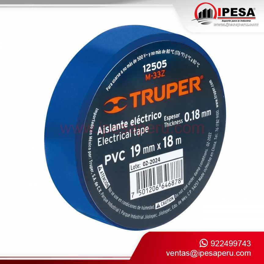 CINTA AISLANTE COLOR AZUL 3/4´´ X 20MTS